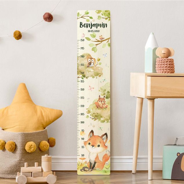 Nursery decoration Watercolour fox with custom name