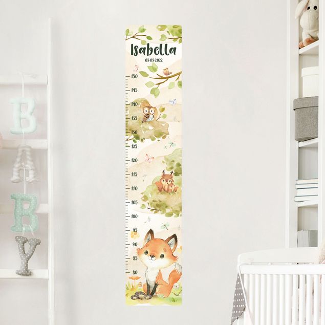 Nursery decoration Watercolour fox with custom name