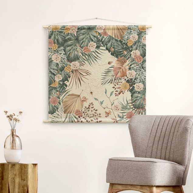wall hanging decor Watercolour Dried Flowers With Ferns