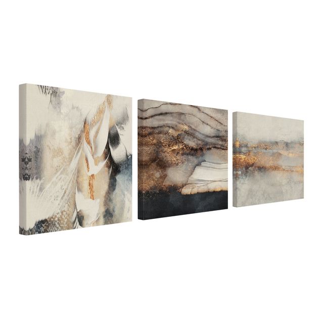 Canvas prints Watercolour Traces of Gold