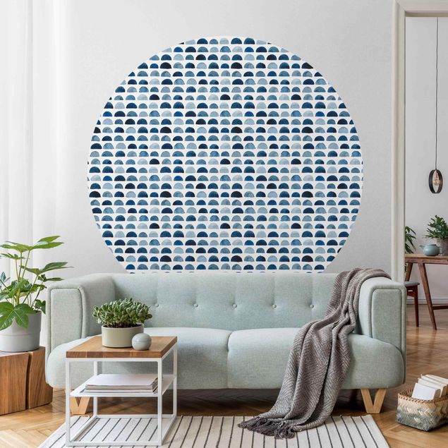Modern wallpaper designs Watercolour Semicircles In Indigo