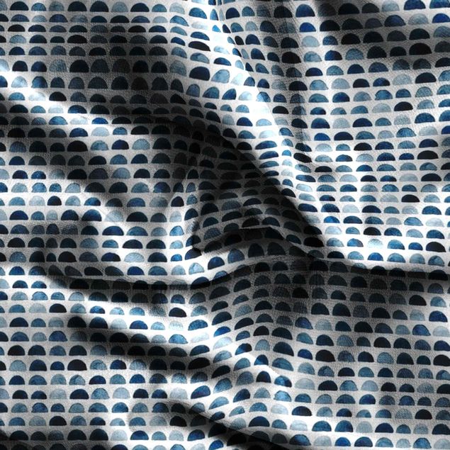 pattern curtains for living room Watercolour Semicircles In Indigo