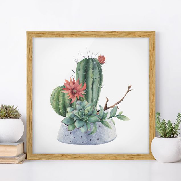 Kitchen Watercolour Cacti Illustration