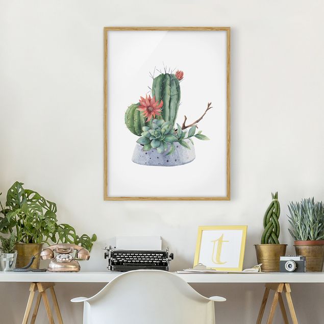 Flower print Watercolour Cacti Illustration