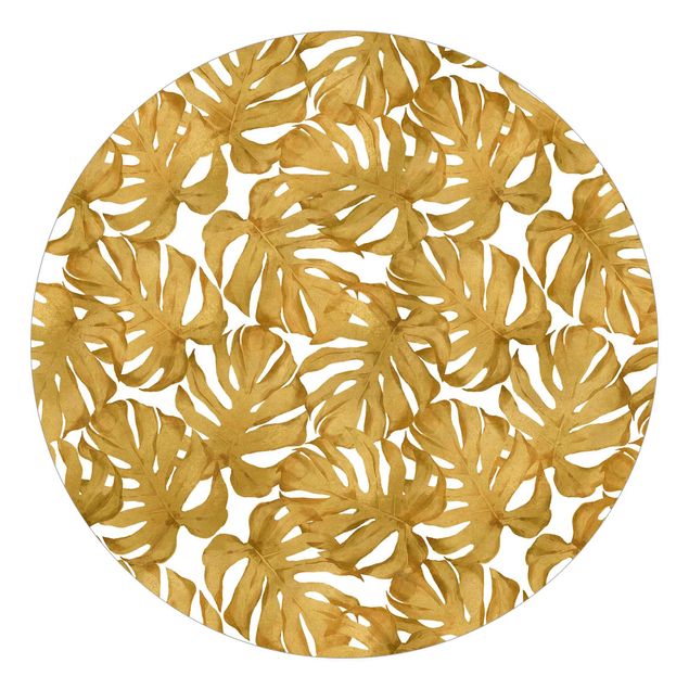 Wallpapers modern Watercolour Monstera Leaves In Gold
