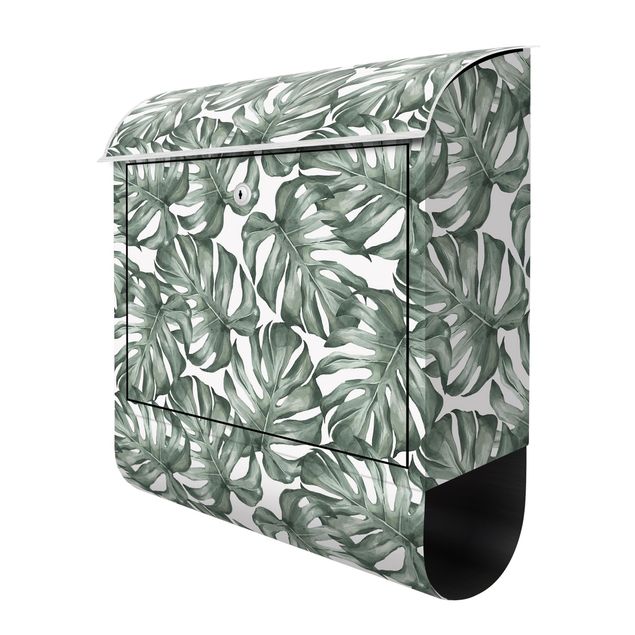 Letterboxes Watercolour Monstera Leaves In Green