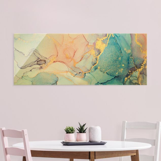 Prints modern Watercolour Pastel Colourful With Gold