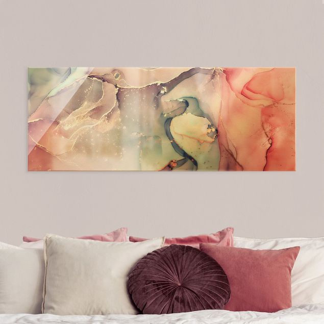 Contemporary art prints Watercolour Pastel Pink With Gold