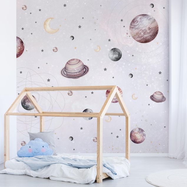 Wallpapers sky Planets, Moon And Stars In Watercolour
