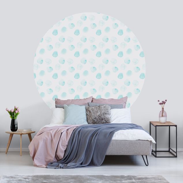 Spotty wallpaper Watercolour Dots Turquoise