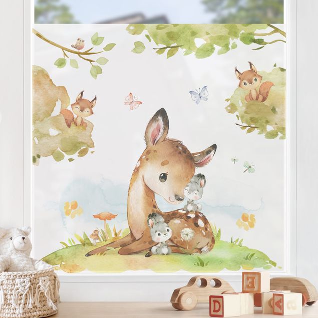 Nursery decoration Watercolour Deer Rabbit and Squirrel