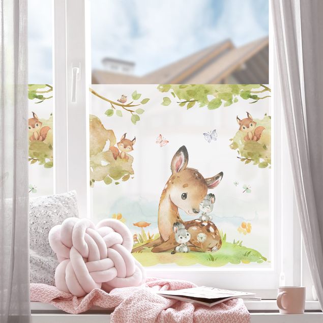 Film adhesive Watercolour Deer Rabbit and Squirrel