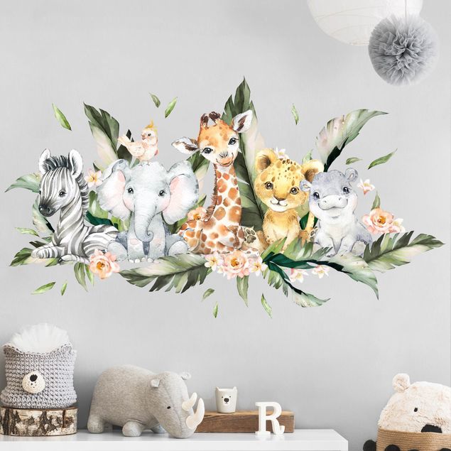 Giraffe wall stickers for nursery Watercolour safari babies