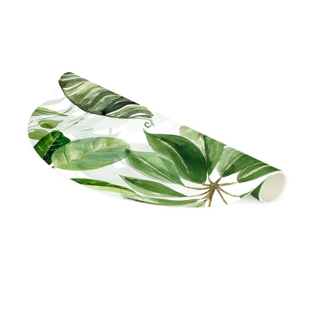 green area rug Watercolour Tropical Leaves And Tendrils