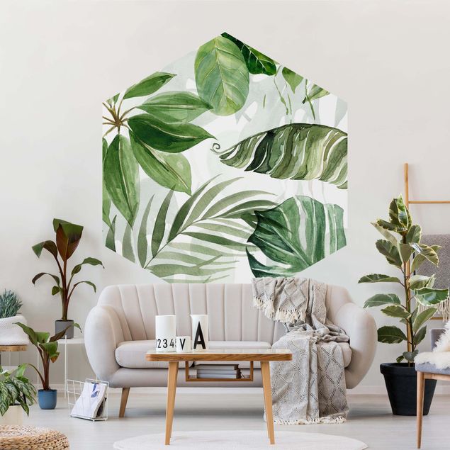Wallpapers modern Watercolour Tropical Leaves And Tendrils