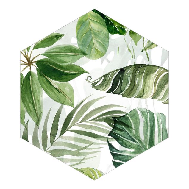 Self adhesive wallpapers Watercolour Tropical Leaves And Tendrils