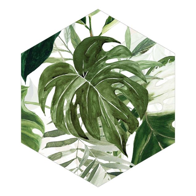 Peel and stick wallpaper Watercolour Tropical Arrangement With Monstera