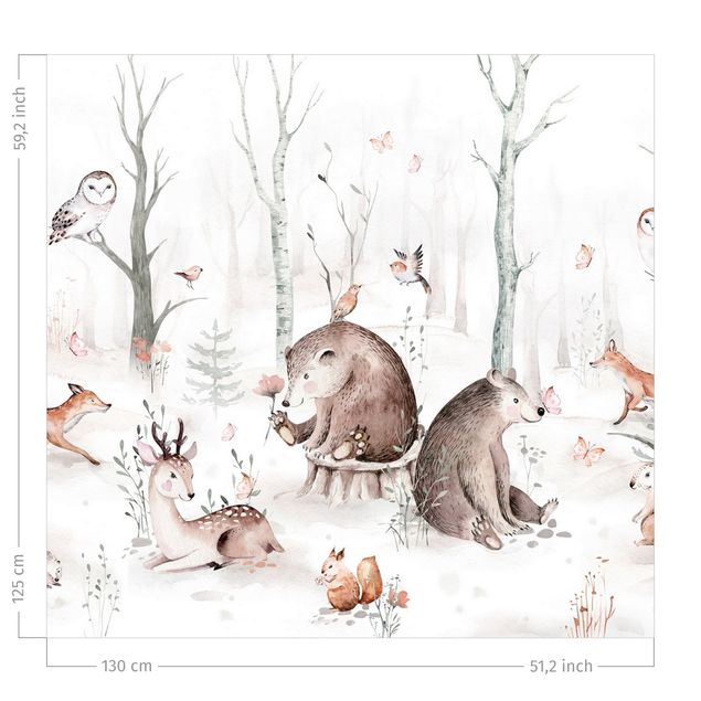 modern curtains for living room Watercolour Forest Animal Friends