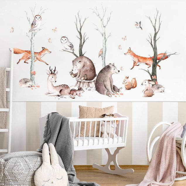 Wall stickers forest Watercolour Forest Animal Friends