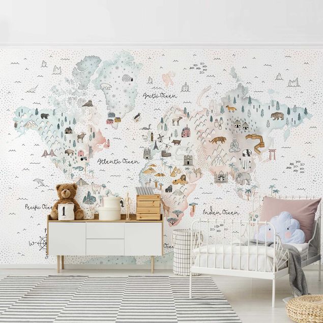 Wallpapers maps Watercolour Worl Map Pastel