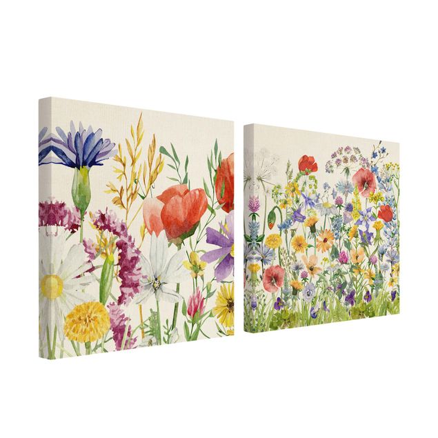 Contemporary art prints Watercoloured Flowering Meadow