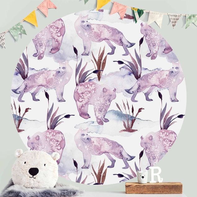 Nursery decoration Watercolour Foxes With Bear