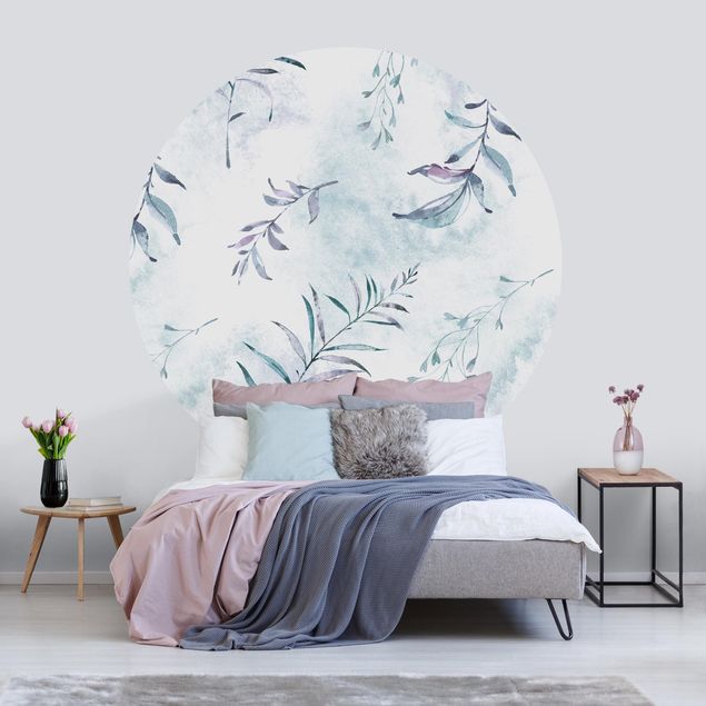 Wallpapers flower Watercolour Branches In Mint Blue