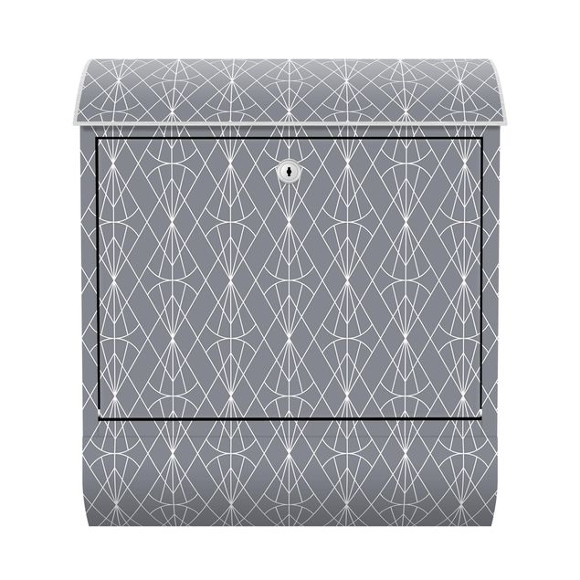 Anthracite grey post box Art Deco Diamond Pattern In Front Of Gray XXL