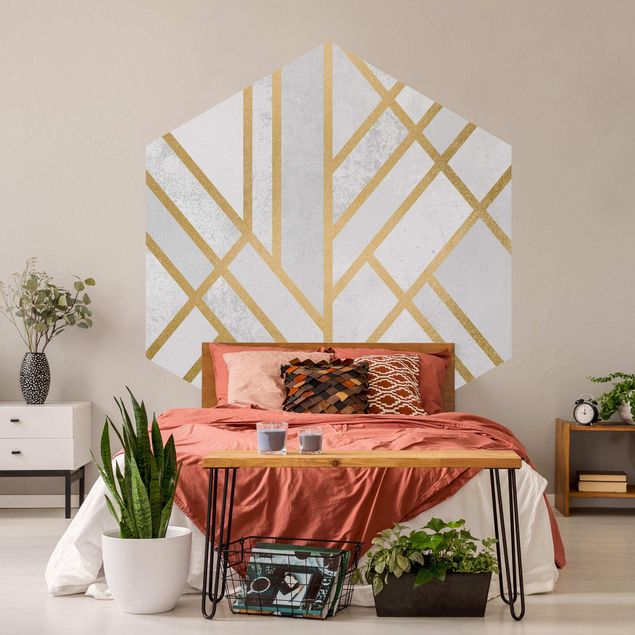 Modern wallpaper designs Art Deco Geometry White Gold