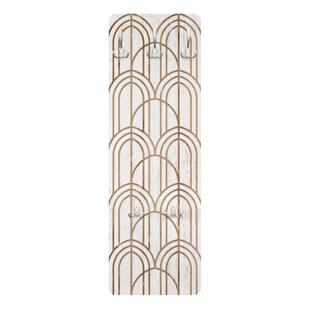 Wall coat hanger Art Deco Pattern on Wood