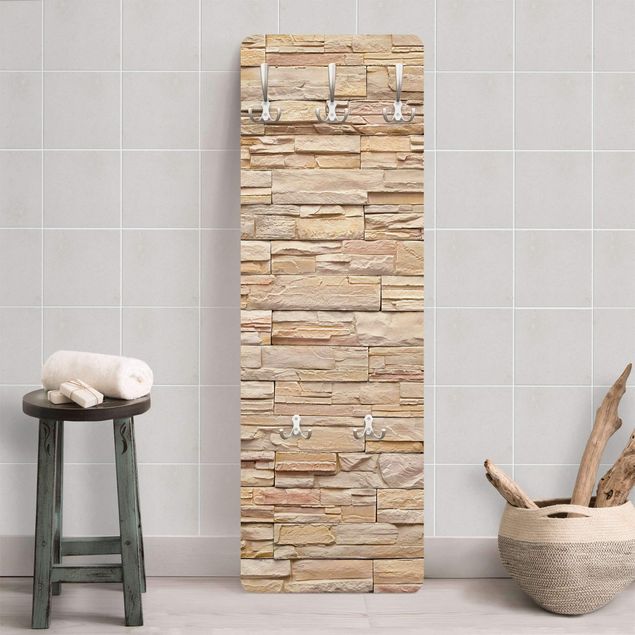 Wall mounted coat rack country Asian Stonewall - High Bright Stonewall Made Of Cosy Stones