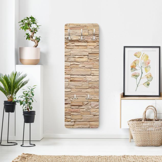 Wall mounted coat rack stone Asian Stonewall - High Bright Stonewall Made Of Cosy Stones