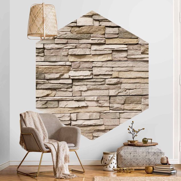 Wallpapers patterns Asian Stonewall - Stone Wall From Large Light Coloured Stones