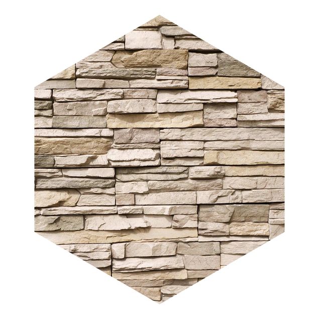 Creme wallpapers Asian Stonewall - Stone Wall From Large Light Coloured Stones