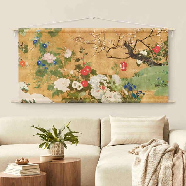vintage tapestry wall hanging Asian Bloom
