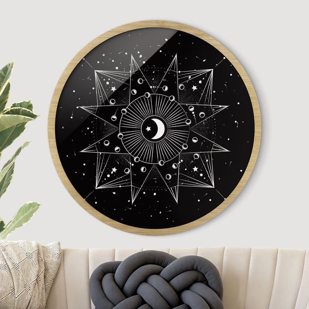 Vintage wall art Astrology Moon Magic Black