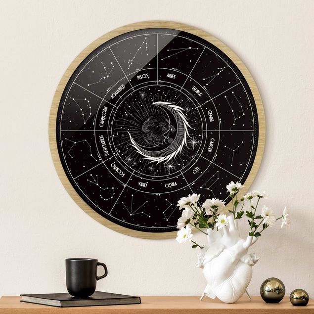 Modern art prints Astrology Moon And Zodiac Signs Black