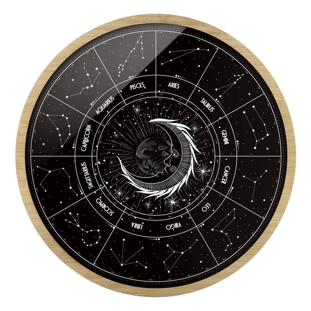 Black prints Astrology Moon And Zodiac Signs Black
