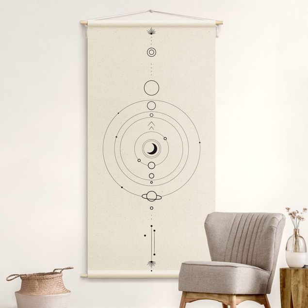 extra large tapestry Astrology Orbit Planets Black
