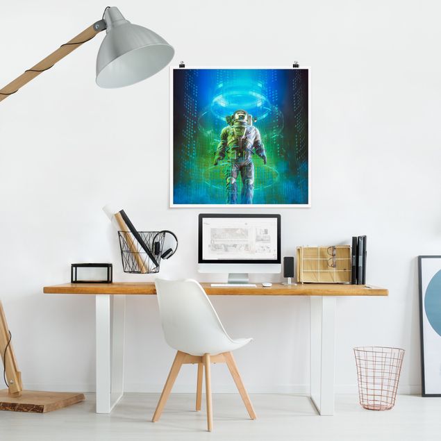Portrait canvas prints Astronaut In A Cone Of Light