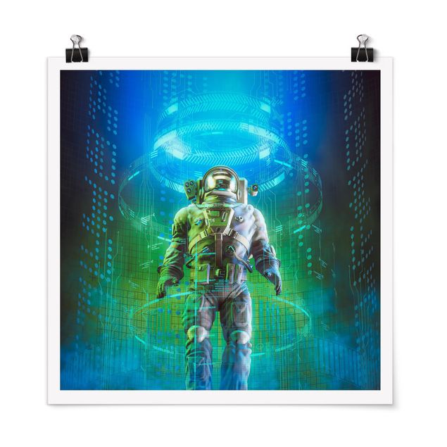 Navy wall art Astronaut In A Cone Of Light
