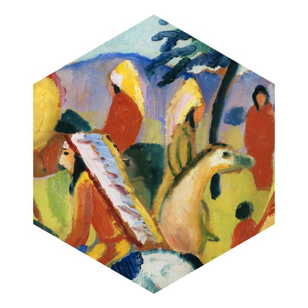 Hexagonal wallpapers August Macke - Riding Indians At The Tent