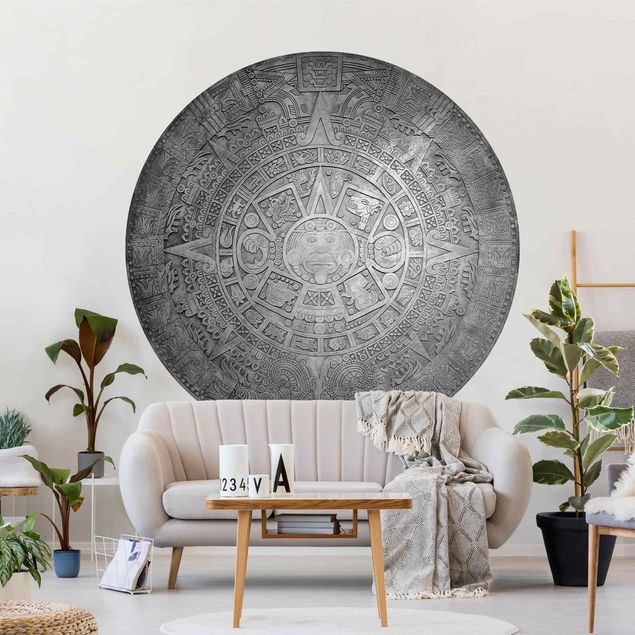 Kitchen Aztec Ornamentation In A Circle Black And White
