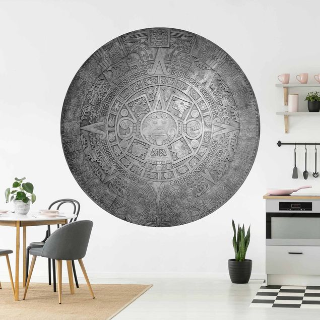 Wallpapers ornaments Aztec Ornamentation In A Circle Black And White