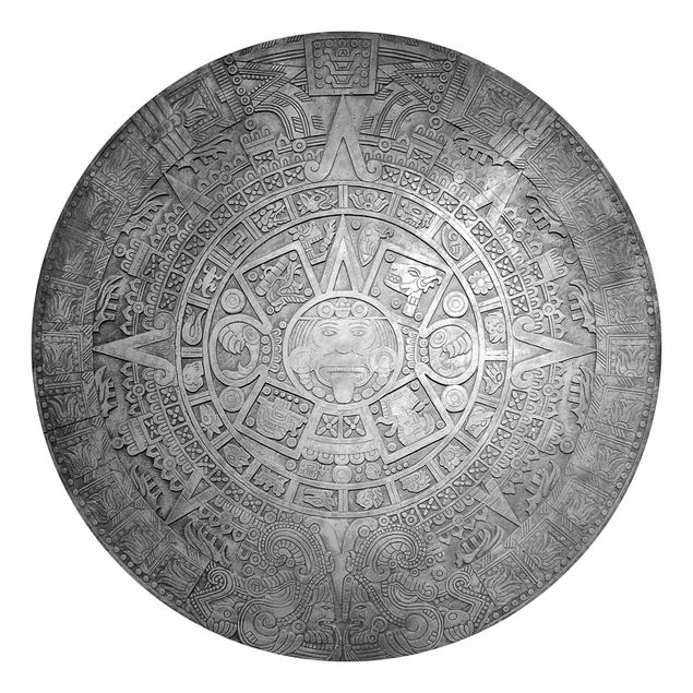 Contemporary wallpaper Aztec Ornamentation In A Circle Black And White