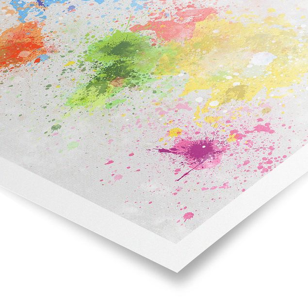 Prints multicoloured Colourful Splodges World Map