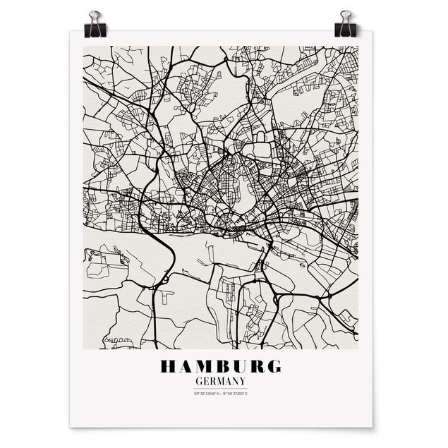Quote wall art Hamburg City Map - Classic