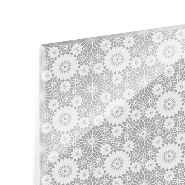 Splashback - Flower Mandala In Light Grey - Landscape format 3:2