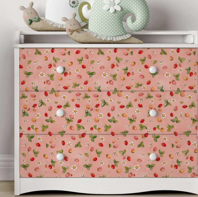 Adhesive films for furniture patterns Little Strawberry Strawberry Fairy - Strawberry Flowers