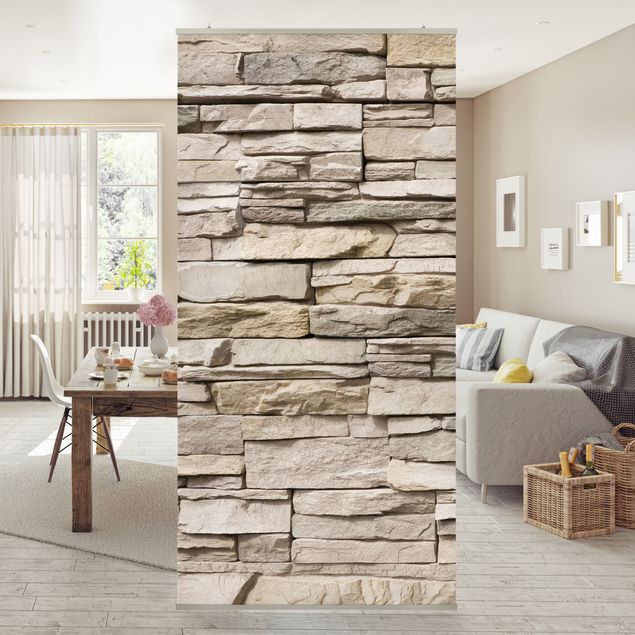 Kitchen Asian Stonewall - Stone Wall From Large Light Coloured Stones
